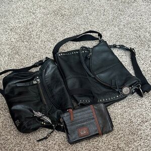 The Sak Black Leather Women’s Bag Set